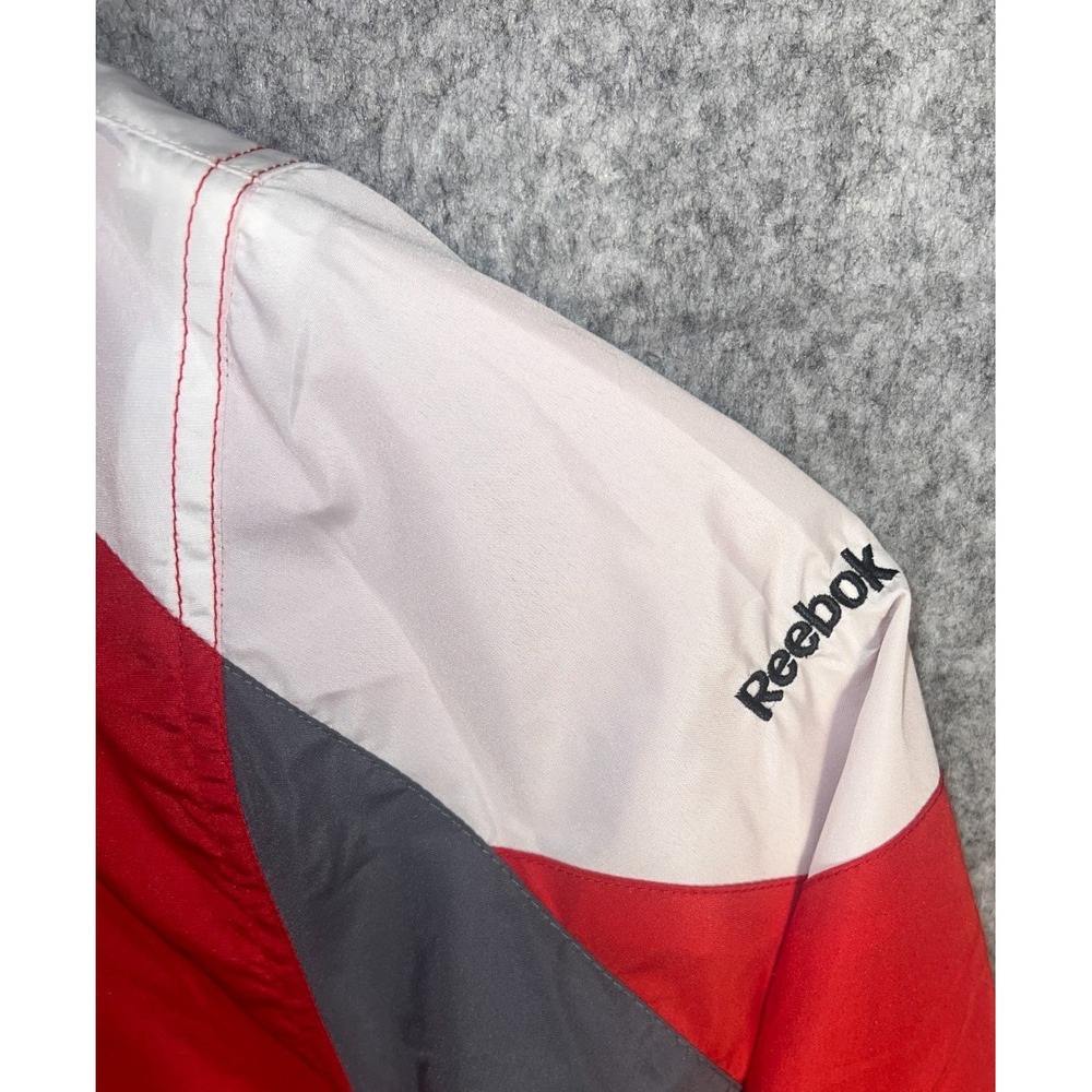 Reebok Performer Men's Large Red White Nylon Track Full Zip Up Windbreaker - Picture 5 of 10